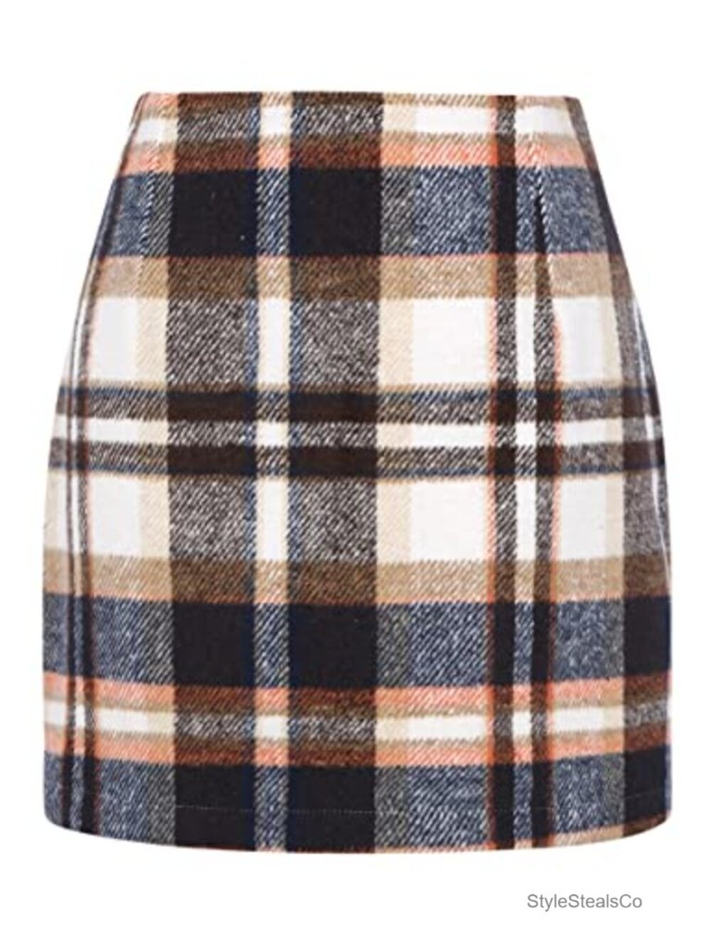 High Waist Plaid Bodycon Pencil Mini Skirt Wool Blend